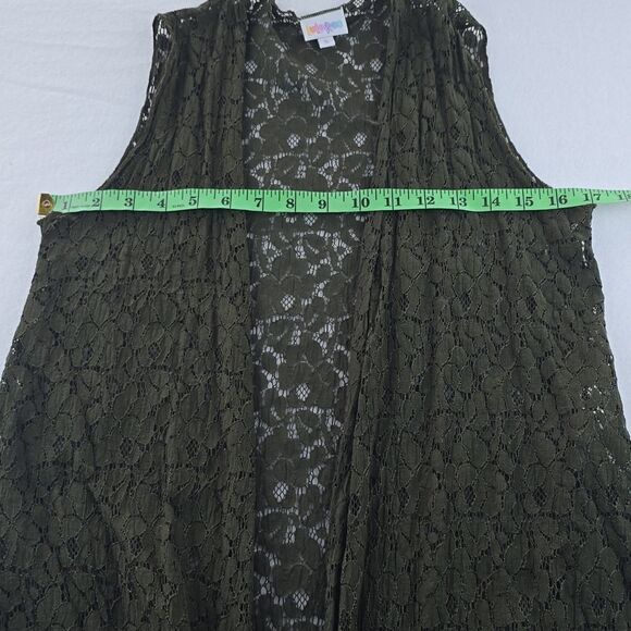 Lularoe Women's Lace Long Vest Duster Olive Green Fairycore Small - Picture 5 of 5